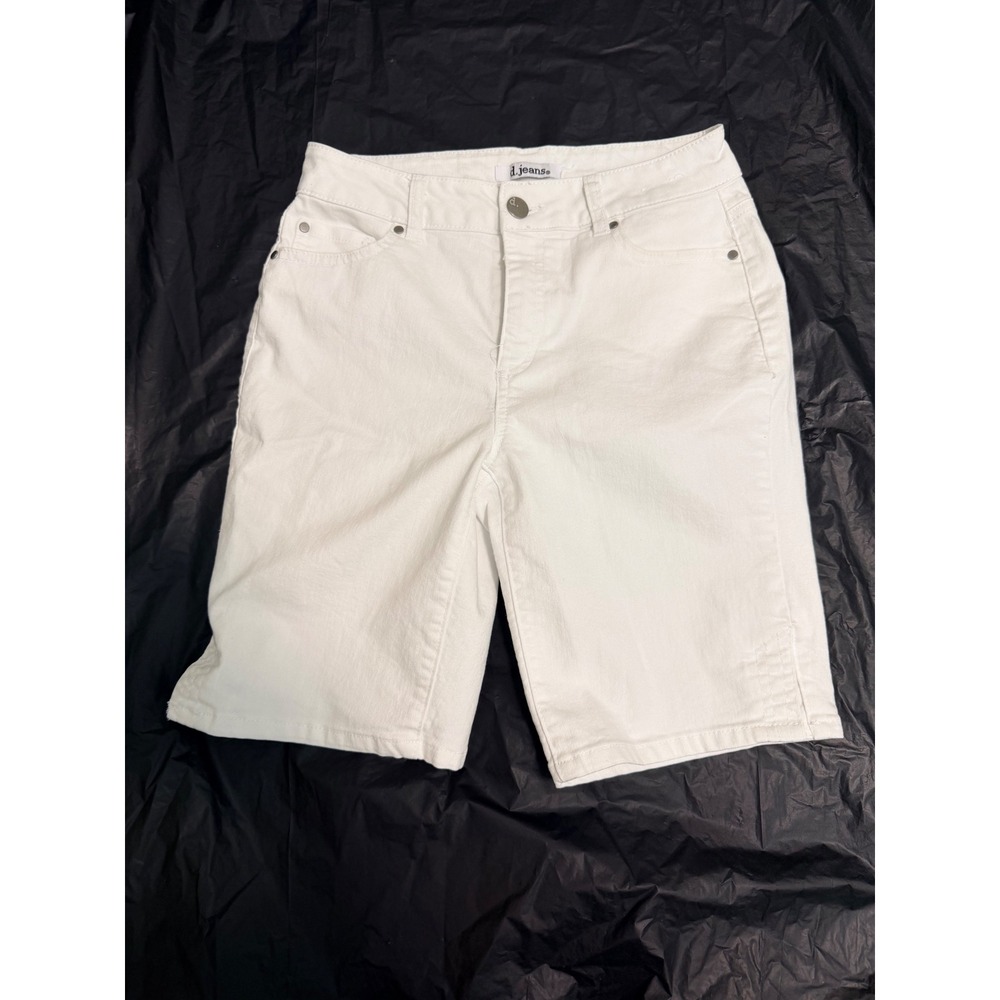 d.jeans Womens White Denim Bermuda Shorts Size 4 Stretch Five Pocket Classic